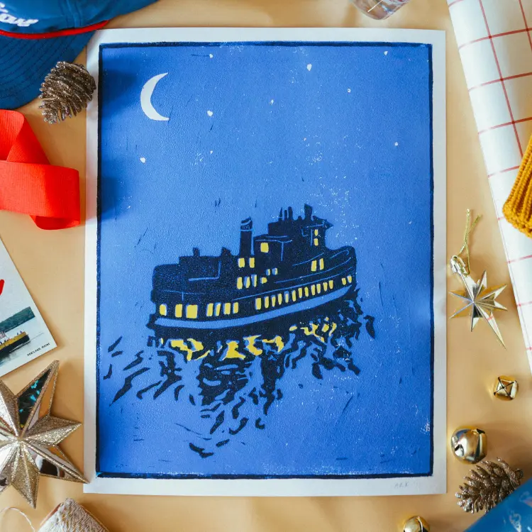 Capturing the Spirit of Casco Bay: Portland Artist Lark Wicinas and Casco Bay Lines Unveil Exclusive Holiday Merchandise Collaboration
