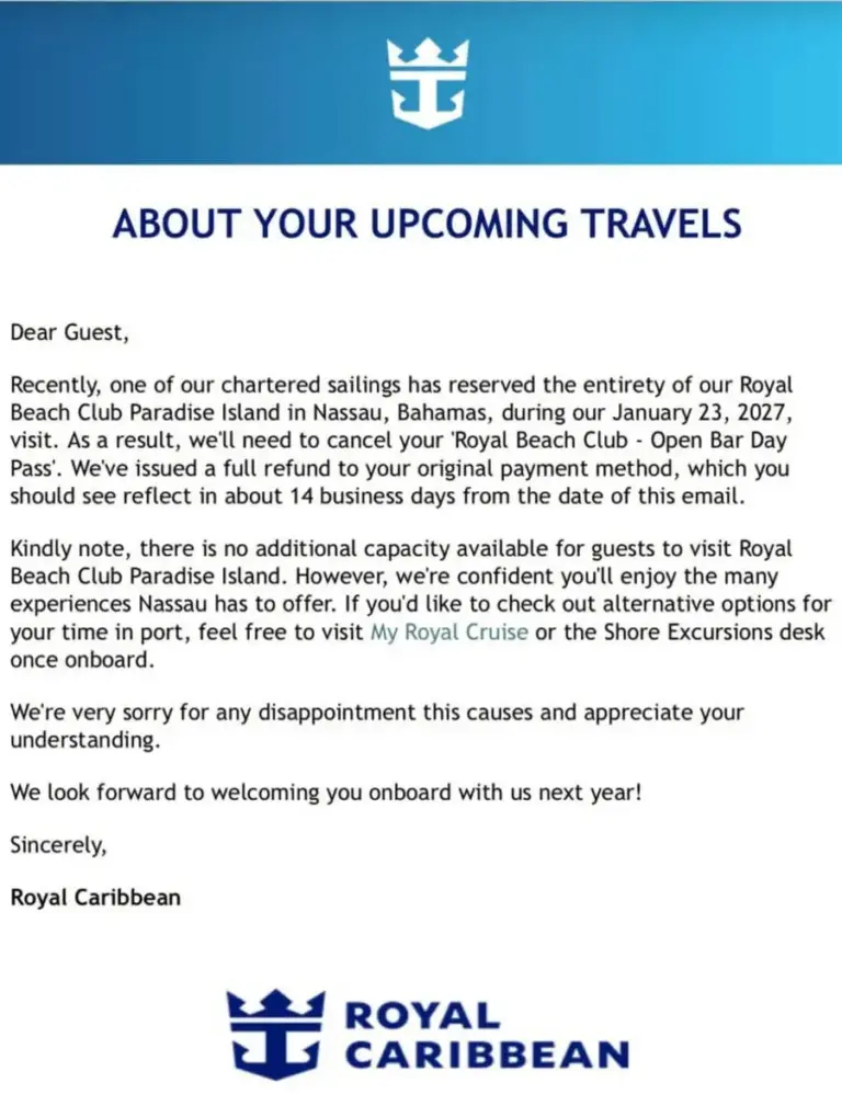 Executive Overview: Royal Caribbean’s Exclusive Beach Club Face Full-Day Privatization