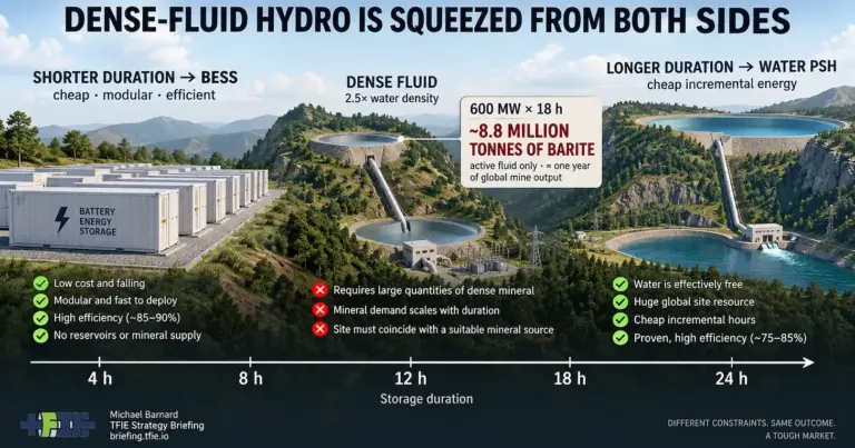 The Strategic Squeeze: Why Dense-Fluid Pumped Hydro Faces an Uphill Battle Against Batteries and Water