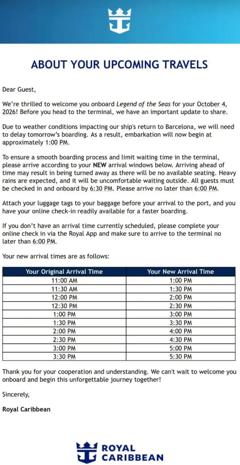 Navigating the Storm: Royal Caribbean’s Legend of the Seas Faces Severe Weather Delays in Barcelona